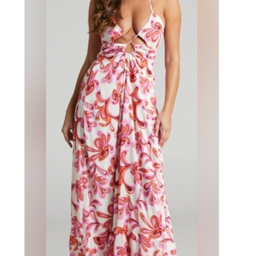 Showpo Auroray Cross Front Halter Maxi Dress Size 4